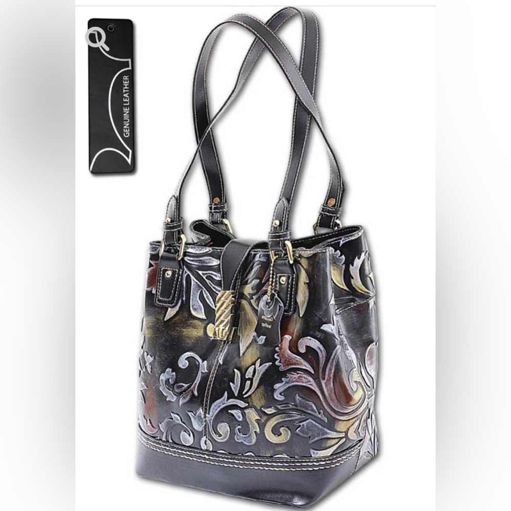 NWT! MC HANDBAGS Embossed Leather Handbag, ODESSA